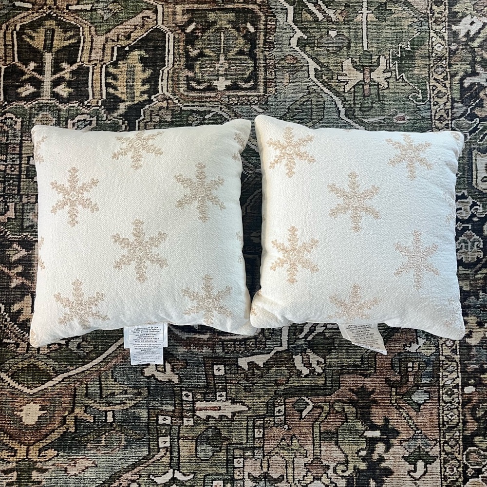Threshold Cream and Tan Snowflake Holiday Pillows